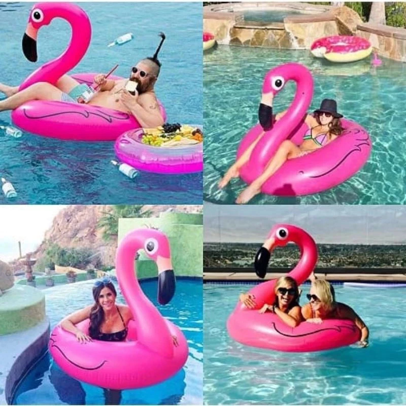 Boia inflável Flamingo Grande de 90 e 120cm Para Piscina, Praia e Festas