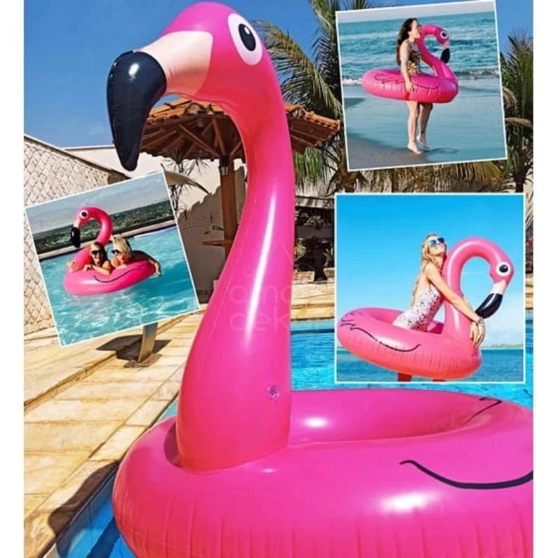 Boia inflável Flamingo Grande de 90 e 120cm Para Piscina, Praia e Festas